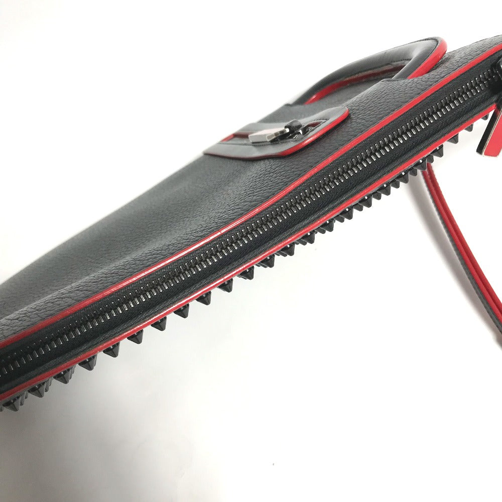 Christian Louboutin spiked stud 3-way clutch bag, handbag, crossbody bag, and shoulder bag in black leather for men