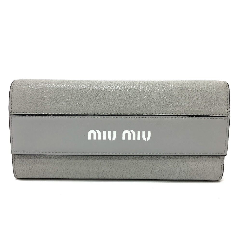 MIUMIU 5MH109 ロゴ ウォレット 二つ折り 長財布 レザー レディース グレー