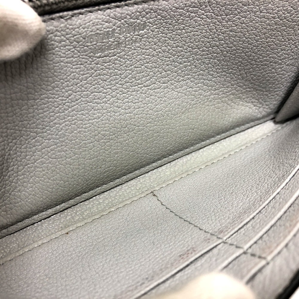 MIUMIU 5MH109 ロゴ ウォレット 二つ折り 長財布 レザー レディース グレー