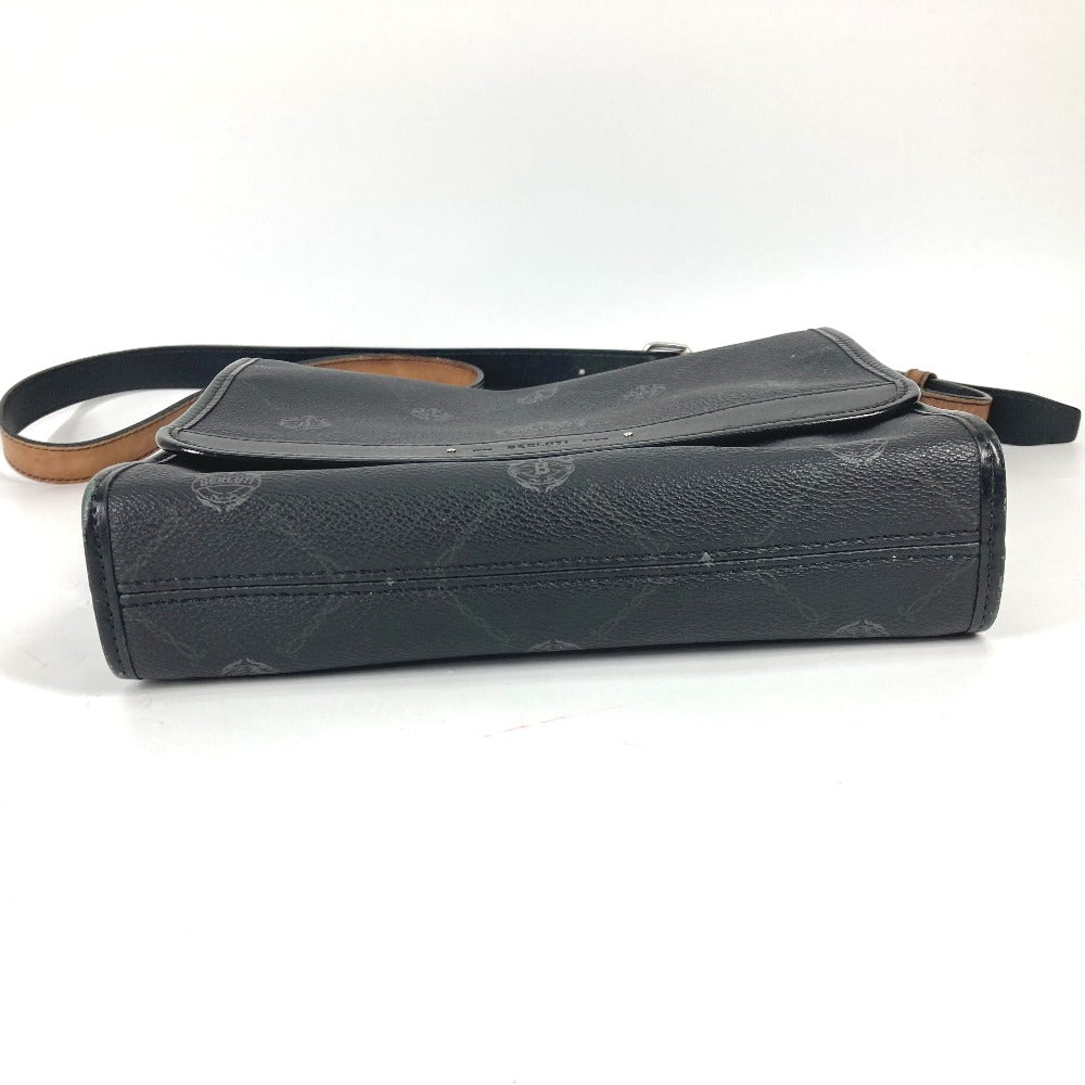 Berluti 斜め掛け フラップ フラヌール スモール メッセンジャー ショルダーバッグ PVC/レザー メンズ ブラック系