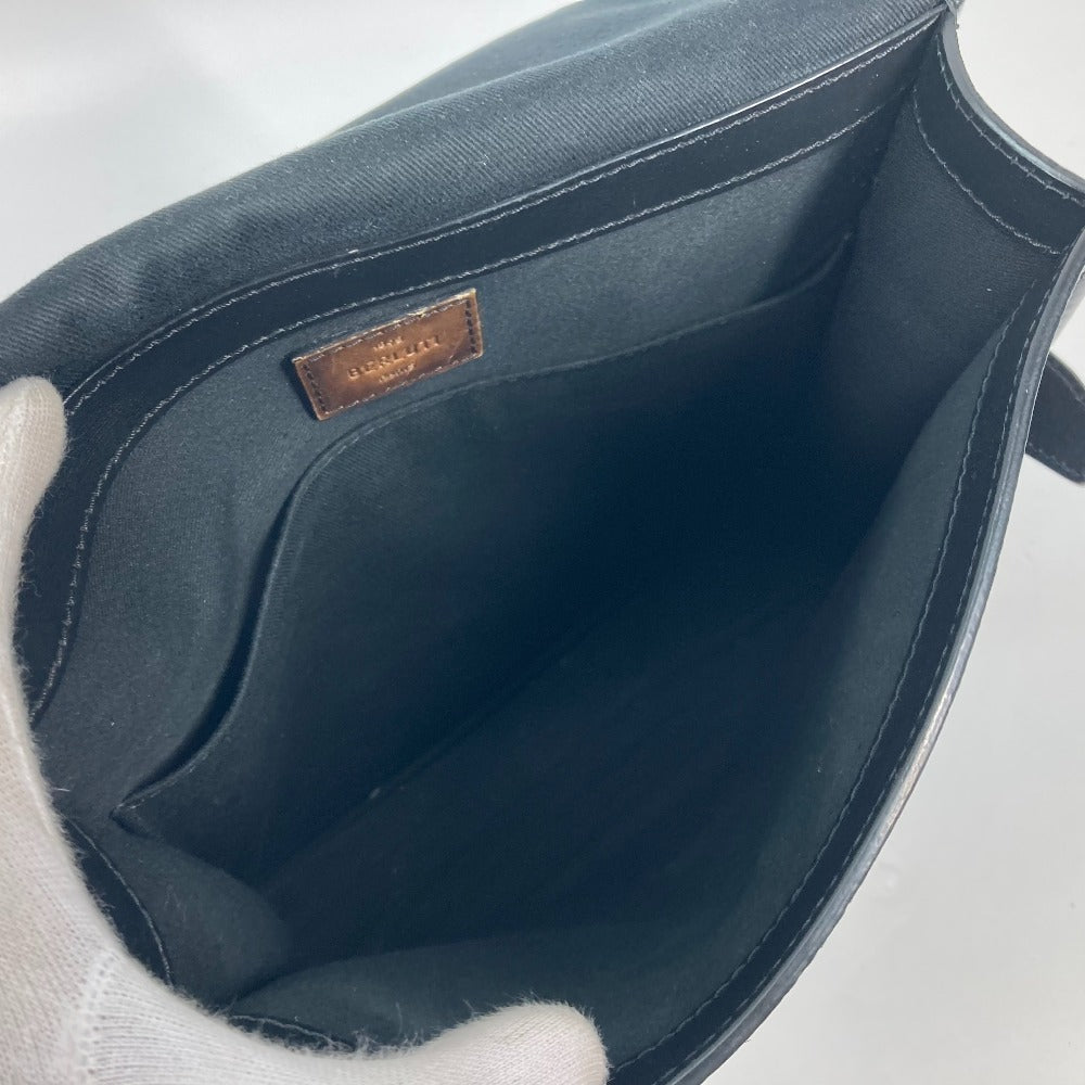 Berluti 斜め掛け フラップ フラヌール スモール メッセンジャー ショルダーバッグ PVC/レザー メンズ ブラック系