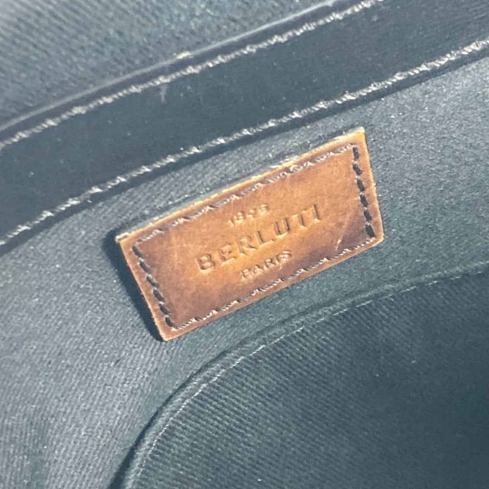 Berluti 斜め掛け フラップ フラヌール スモール メッセンジャー ショルダーバッグ PVC/レザー メンズ ブラック系