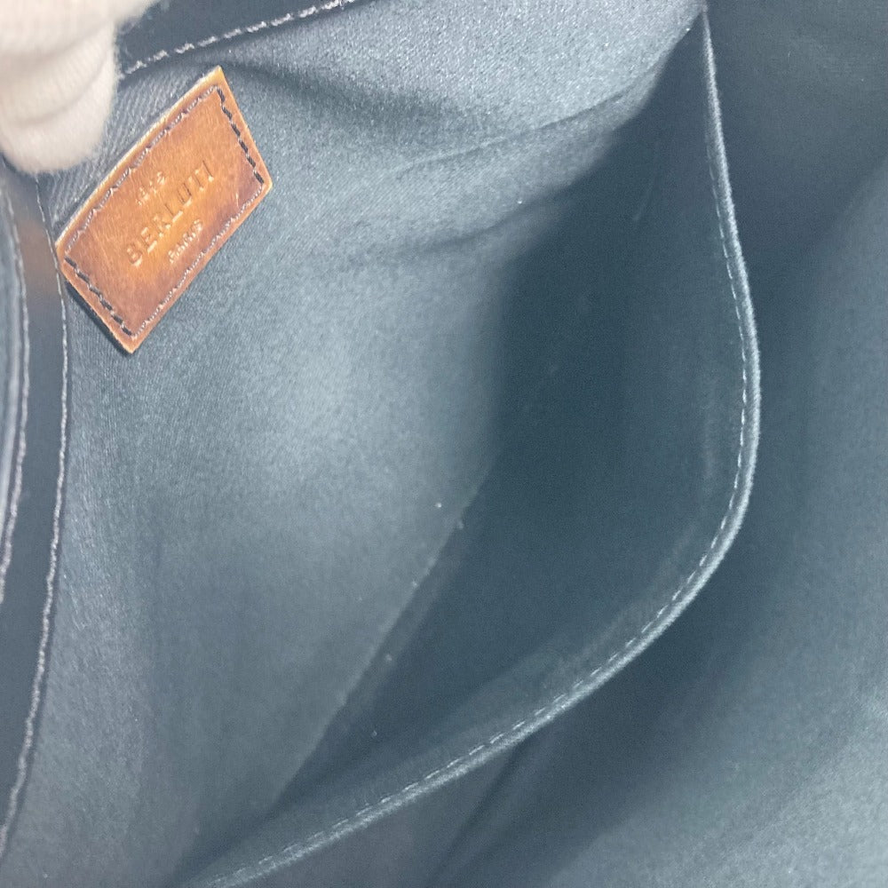 Berluti 斜め掛け フラップ フラヌール スモール メッセンジャー ショルダーバッグ PVC/レザー メンズ ブラック系