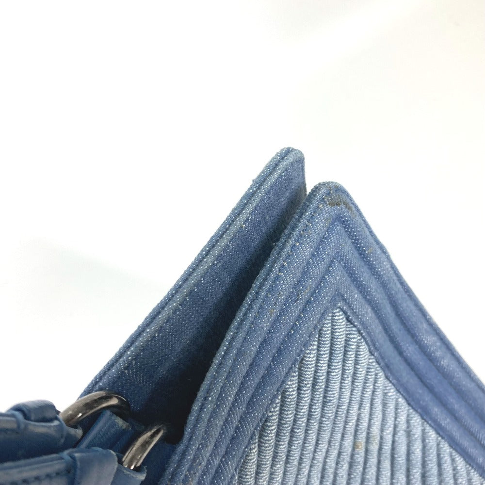 CHANEL ボーイシャネル Vステッチ カバン ショルダーバッグ トートバッグ キャンバス レディース ブルー系