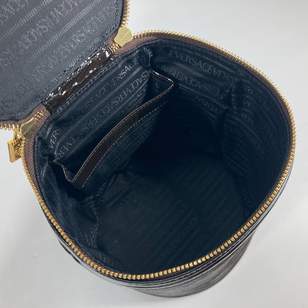 VERSACE ヴィンテージ サンバースト 縦型 ハンドバッグ カバン バニティバッグ ハラコ レディース ブラウン