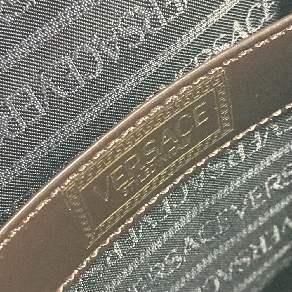 VERSACE ヴィンテージ サンバースト 縦型 ハンドバッグ カバン バニティバッグ ハラコ レディース ブラウン