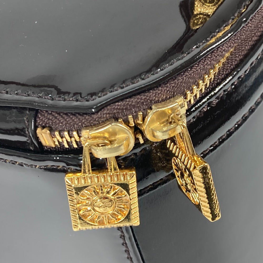 VERSACE ヴィンテージ サンバースト 縦型 ハンドバッグ カバン バニティバッグ ハラコ レディース ブラウン