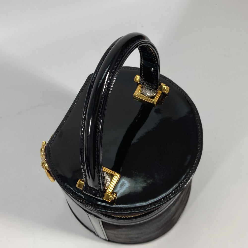 VERSACE ヴィンテージ サンバースト 縦型 ハンドバッグ カバン バニティバッグ ハラコ レディース ブラウン