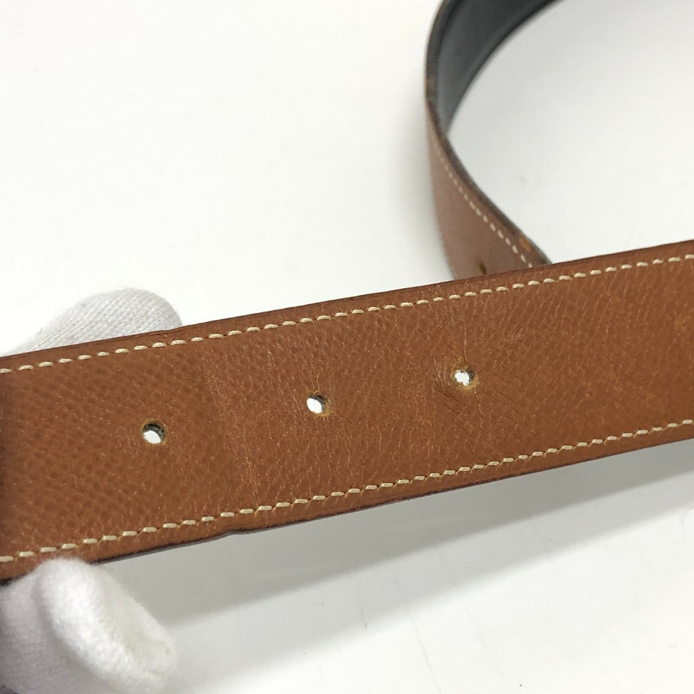 HERMES パンチング H ロゴ バックル ファッション小物 ベルト ズボン用ベルト ベルト ボックスカーフ レディース ブラウン