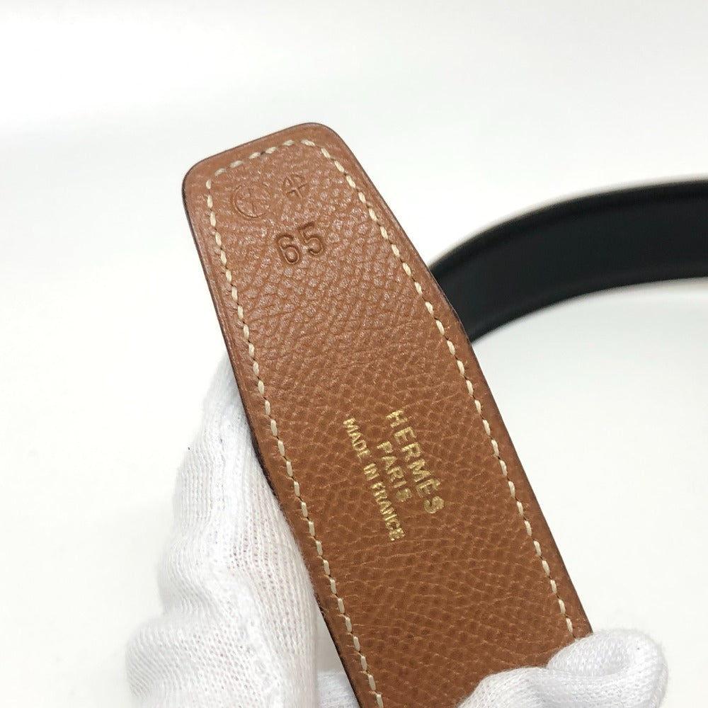 HERMES パンチング H ロゴ バックル ファッション小物 ベルト ズボン用ベルト ベルト ボックスカーフ レディース ブラウン