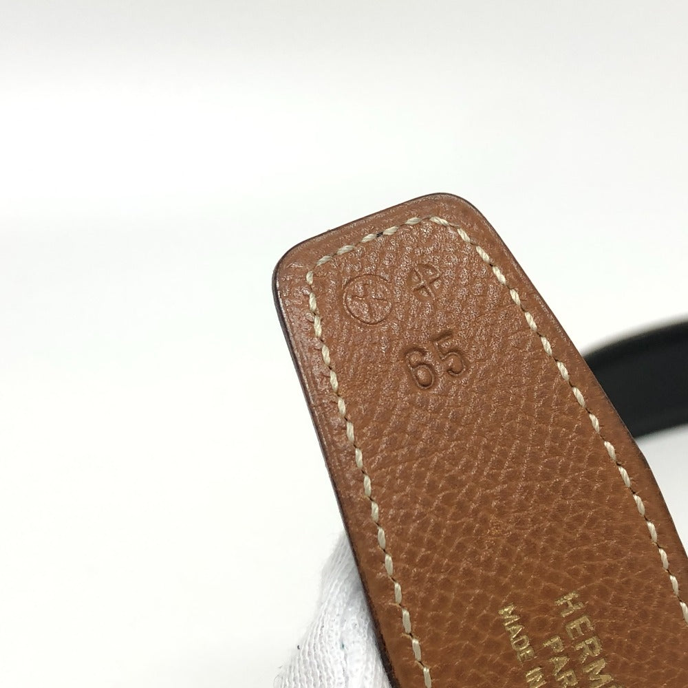 HERMES パンチング H ロゴ バックル ファッション小物 ベルト ズボン用ベルト ベルト ボックスカーフ レディース ブラウン
