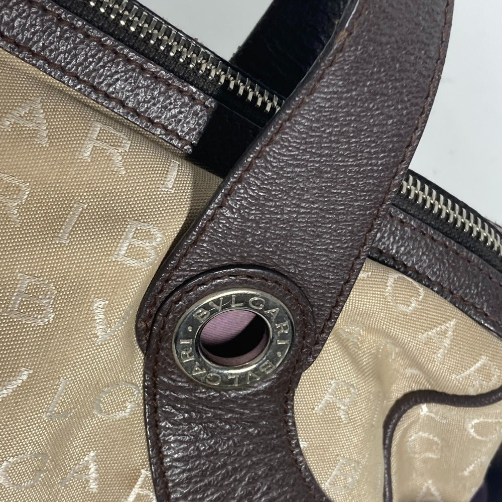 BVLGARI 肩掛け ロゴマニア カバン ミニボストンバッグ ショルダーバッグ レザー/キャンバス レディース ベージュ - brandshop-reference