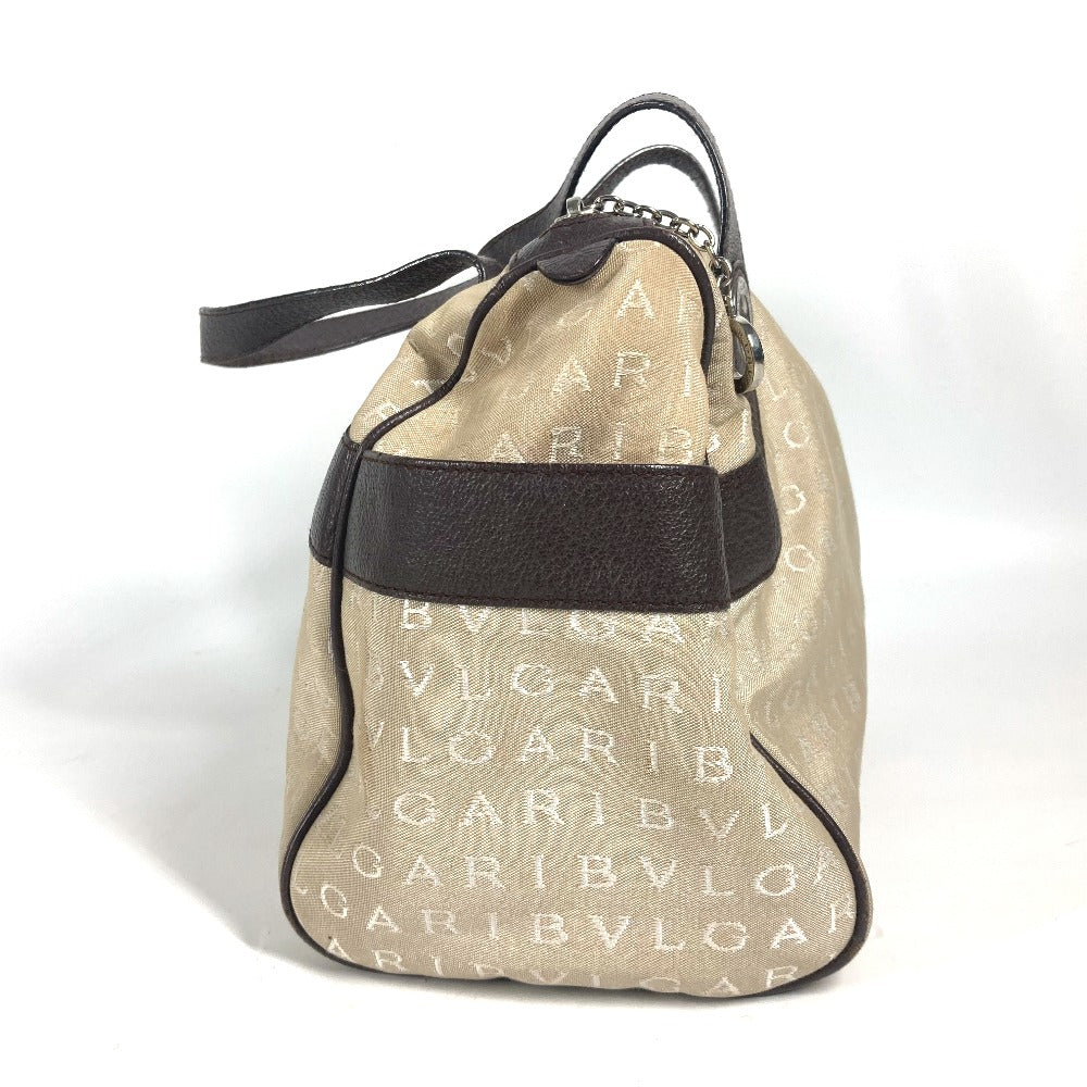 BVLGARI 肩掛け ロゴマニア カバン ミニボストンバッグ ショルダーバッグ レザー/キャンバス レディース ベージュ - brandshop-reference