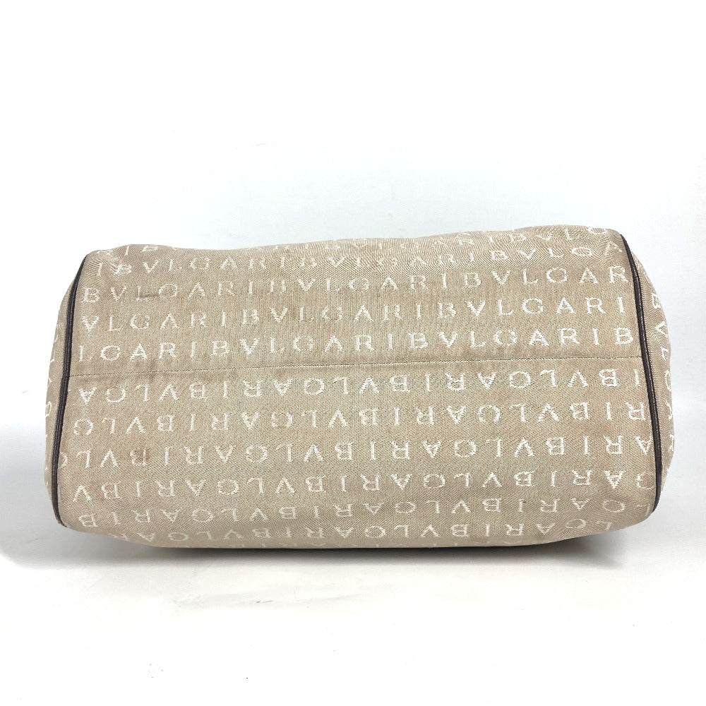 BVLGARI 肩掛け ロゴマニア カバン ミニボストンバッグ ショルダーバッグ レザー/キャンバス レディース ベージュ - brandshop-reference