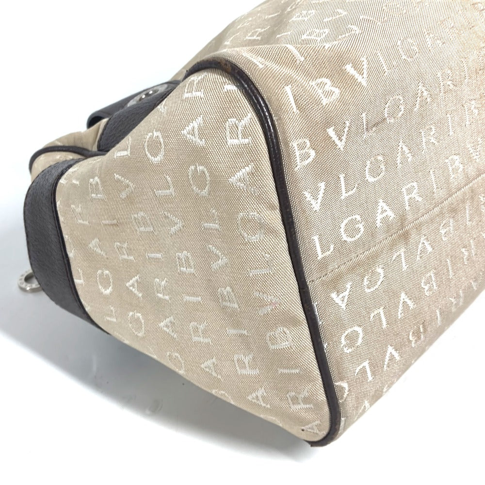 BVLGARI 肩掛け ロゴマニア カバン ミニボストンバッグ ショルダーバッグ レザー/キャンバス レディース ベージュ - brandshop-reference