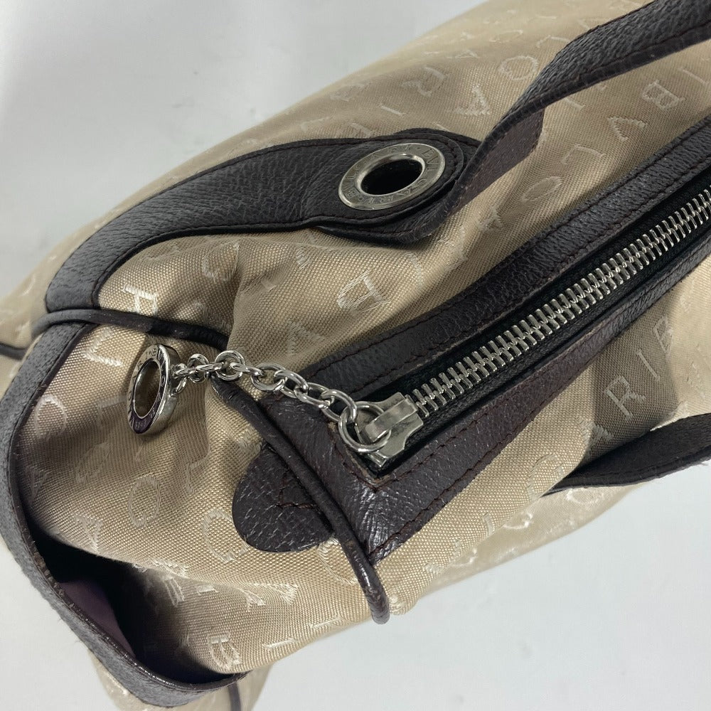 BVLGARI 肩掛け ロゴマニア カバン ミニボストンバッグ ショルダーバッグ レザー/キャンバス レディース ベージュ - brandshop-reference