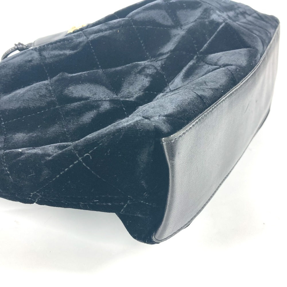 CHANEL マトラッセ キルティング ラウンドハンドル レザーハンドル カバン トートバッグ CC ココマーク ハンドバッグ ベロア レディース ブラック