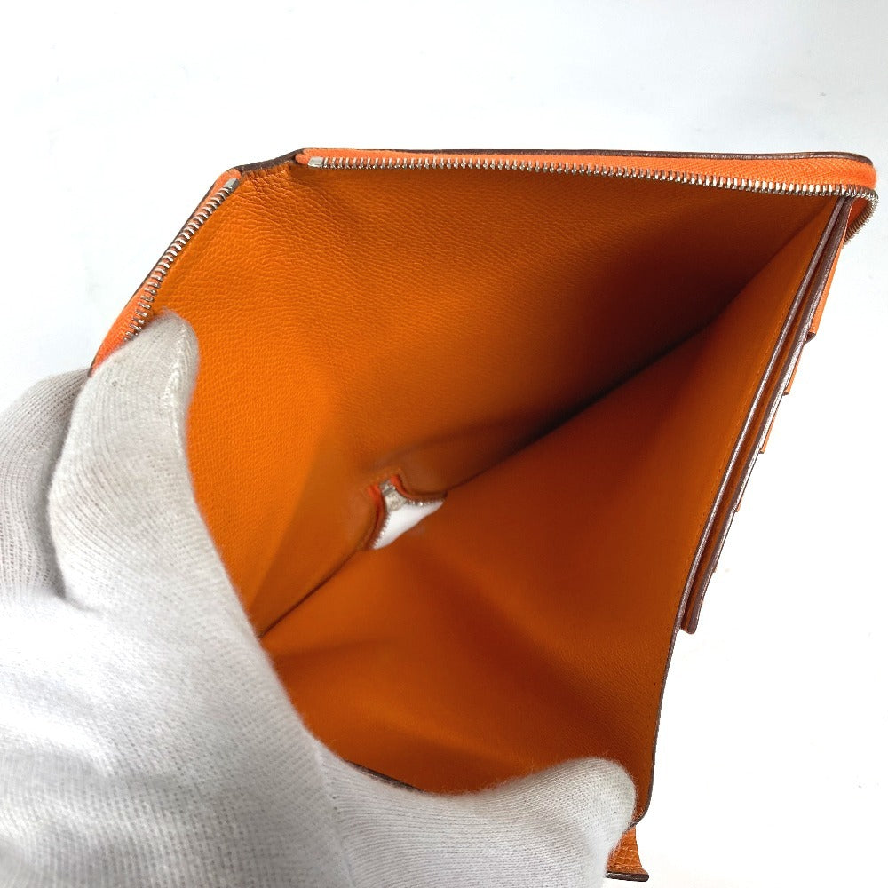 HERMES アザップインテグラル ロングウォレット ラウンドファスナー 長財布 レザー ユニセックス オレンジ