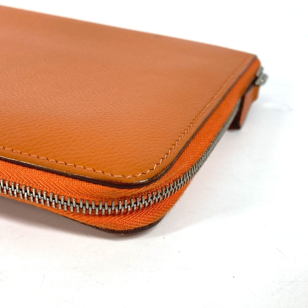 HERMES アザップインテグラル ロングウォレット ラウンドファスナー 長財布 レザー ユニセックス オレンジ