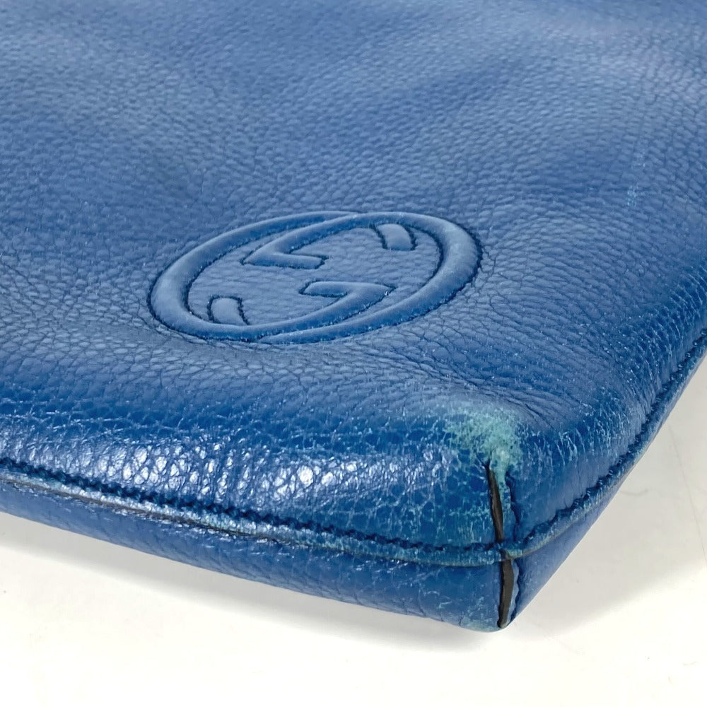 GUCCI 322054 GG Interlocking G Bag Pouch Clutch Bag with Strap Second Bag Leather Unisex Blue