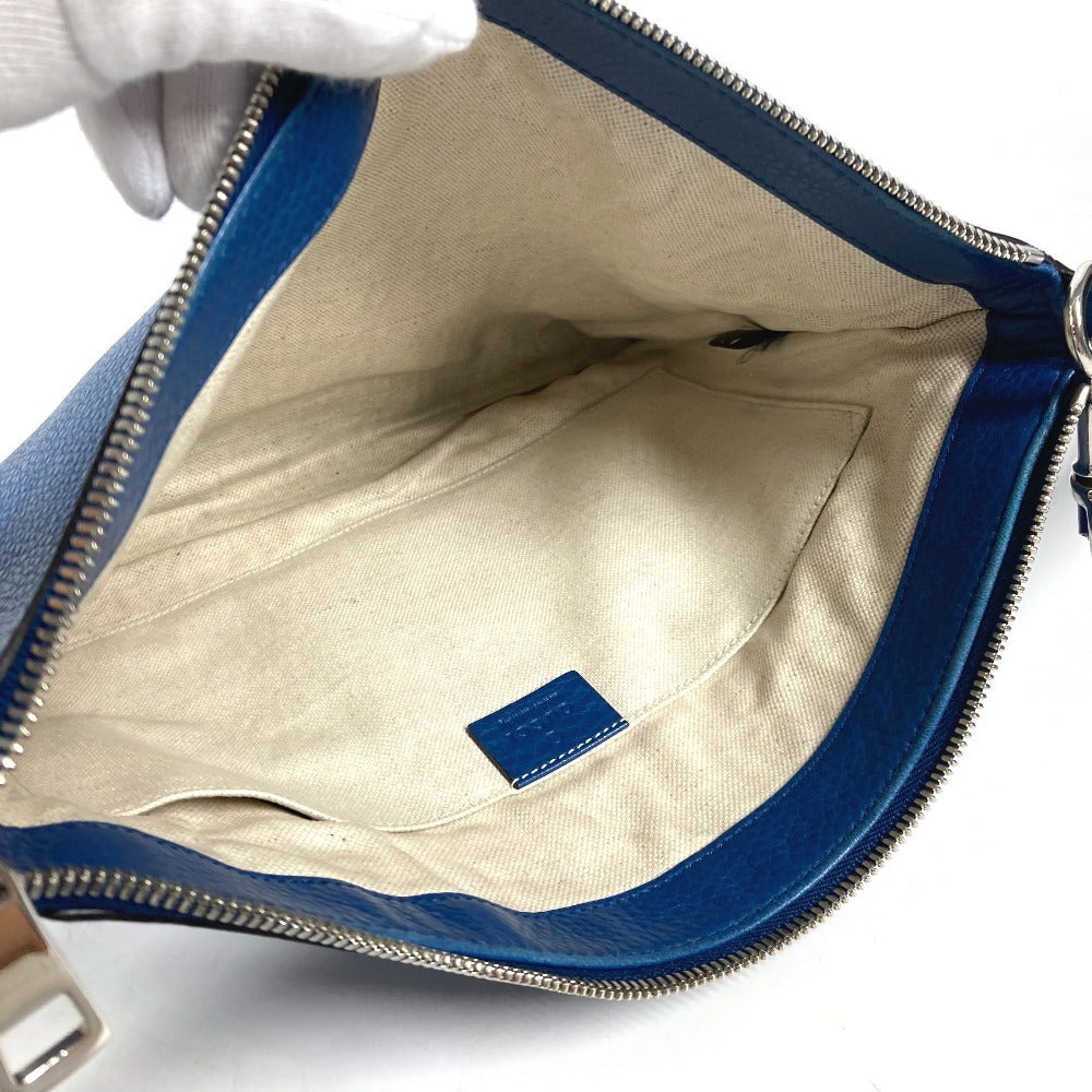 GUCCI 322054 GG Interlocking G Bag Pouch Clutch Bag with Strap Second Bag Leather Unisex Blue