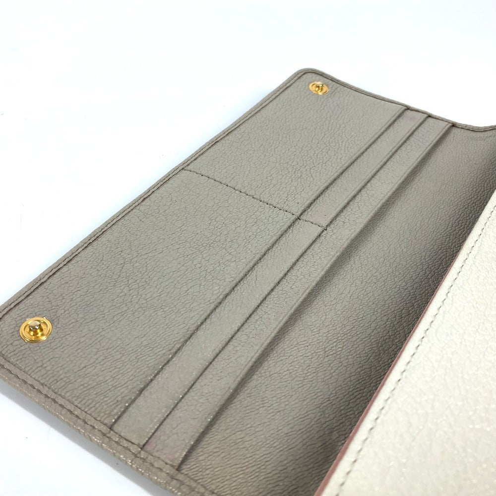 MIUMIU 5MH109 パスケース カードケース付き マドラス ロングウォレット リボン りぼん 長財布 レザー レディース グレー