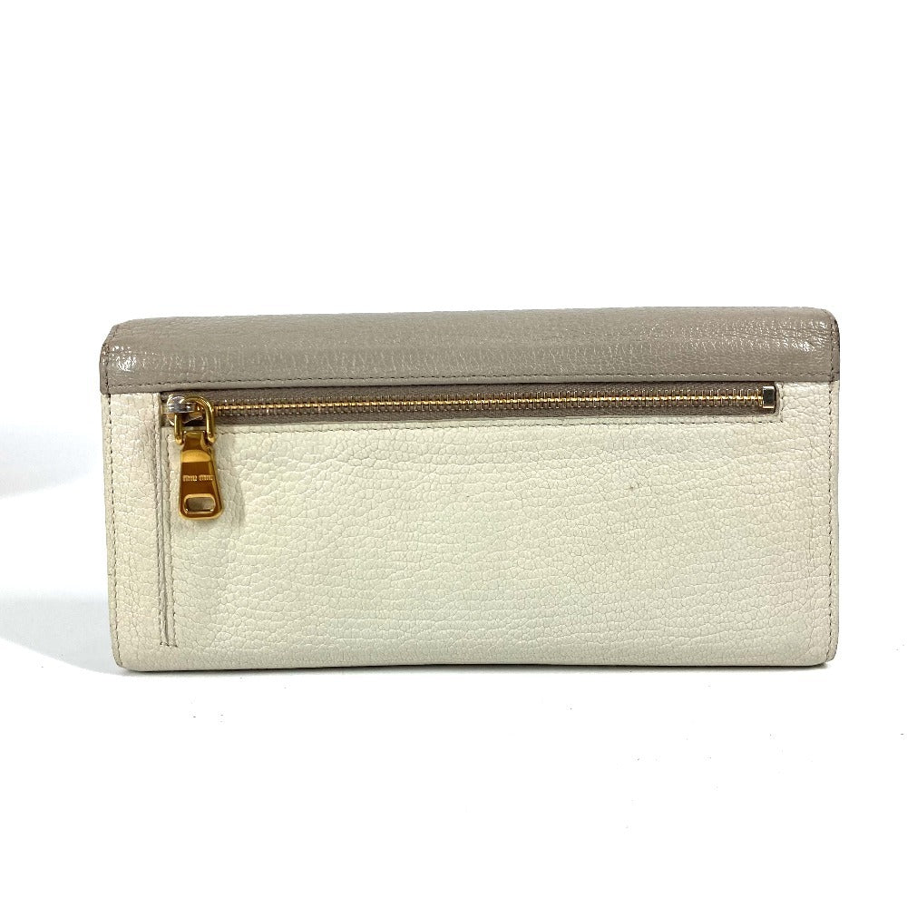 MIUMIU 5MH109 パスケース カードケース付き マドラス ロングウォレット リボン りぼん 長財布 レザー レディース グレー