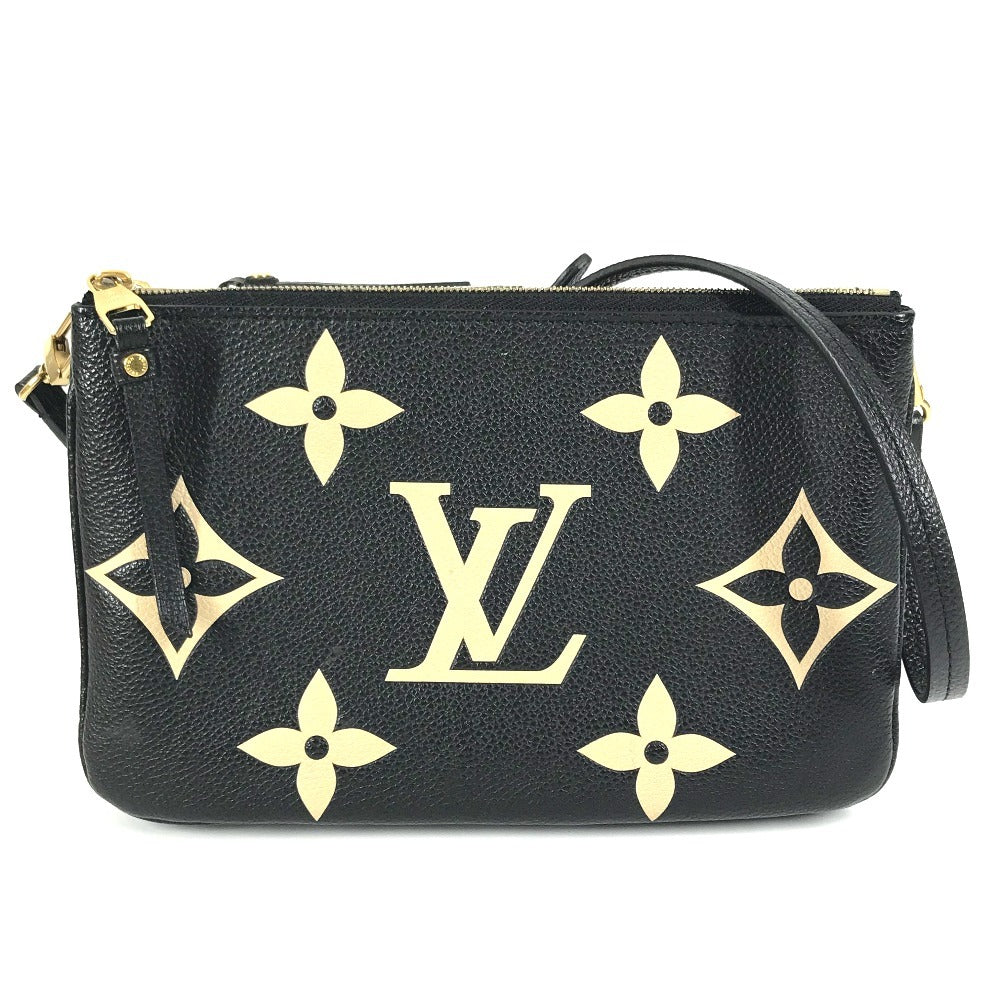 LOUIS VUITTON M80787 Two-Tone Monogram Empreinte Pochette Double Zip Bag, Crossbody Pouch, Clutch Bag, Shoulder Bag, Monogram Empreinte Leather, Unisex, Noir Black