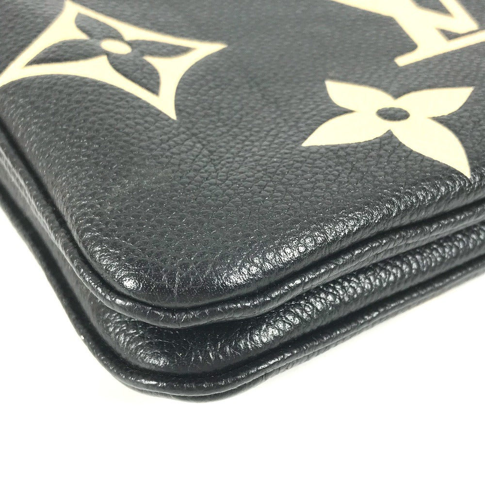 LOUIS VUITTON M80787 Two-Tone Monogram Empreinte Pochette Double Zip Bag, Crossbody Pouch, Clutch Bag, Shoulder Bag, Monogram Empreinte Leather, Unisex, Noir Black