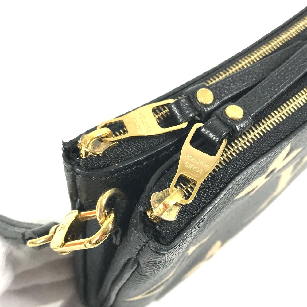LOUIS VUITTON M80787 Two-Tone Monogram Empreinte Pochette Double Zip Bag, Crossbody Pouch, Clutch Bag, Shoulder Bag, Monogram Empreinte Leather, Unisex, Noir Black