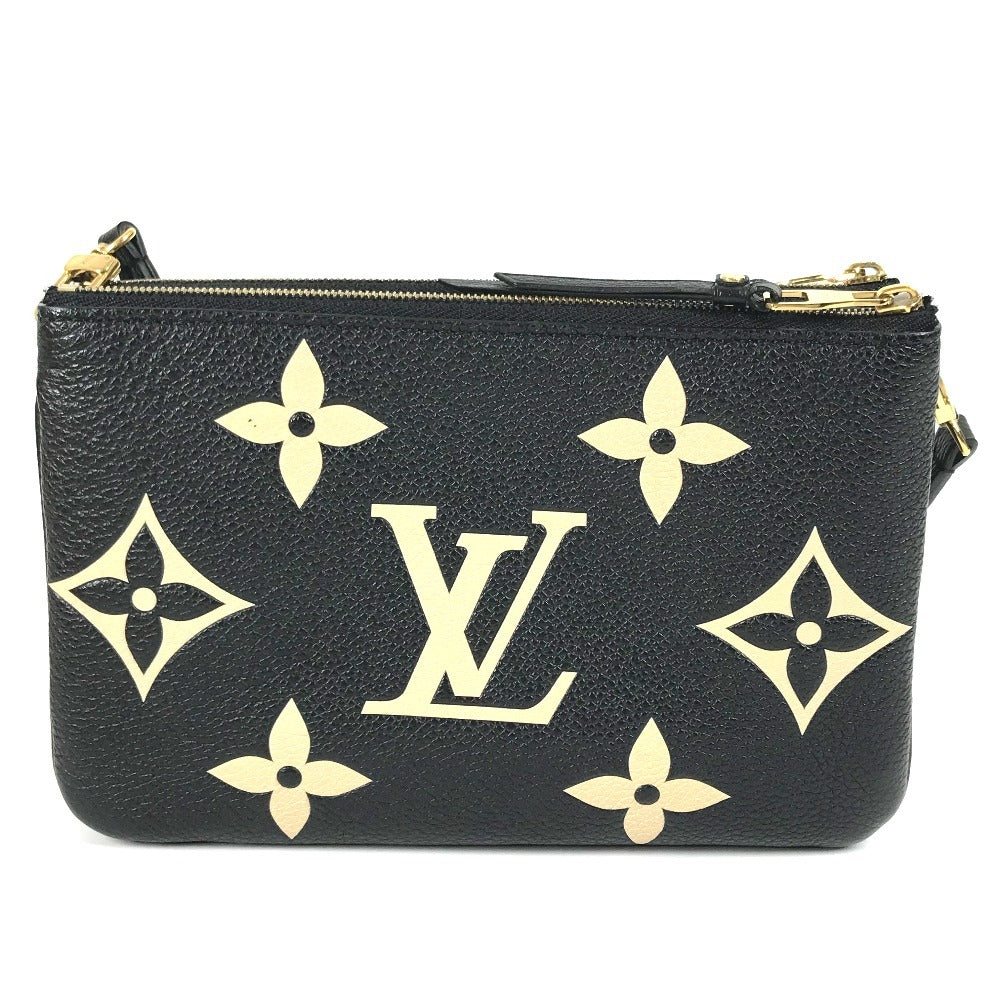 LOUIS VUITTON M80787 Two-Tone Monogram Empreinte Pochette Double Zip Bag, Crossbody Pouch, Clutch Bag, Shoulder Bag, Monogram Empreinte Leather, Unisex, Noir Black