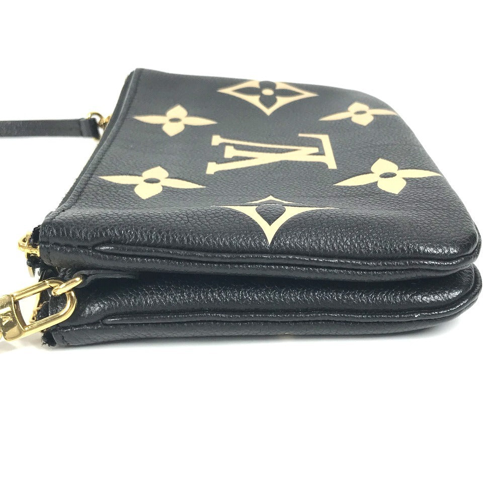 LOUIS VUITTON M80787 Two-Tone Monogram Empreinte Pochette Double Zip Bag, Crossbody Pouch, Clutch Bag, Shoulder Bag, Monogram Empreinte Leather, Unisex, Noir Black