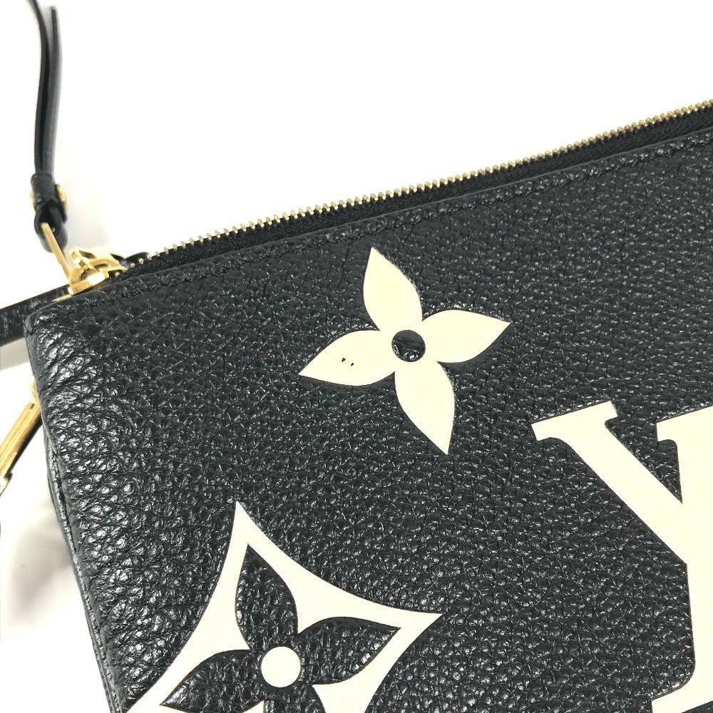LOUIS VUITTON M80787 Two-Tone Monogram Empreinte Pochette Double Zip Bag, Crossbody Pouch, Clutch Bag, Shoulder Bag, Monogram Empreinte Leather, Unisex, Noir Black