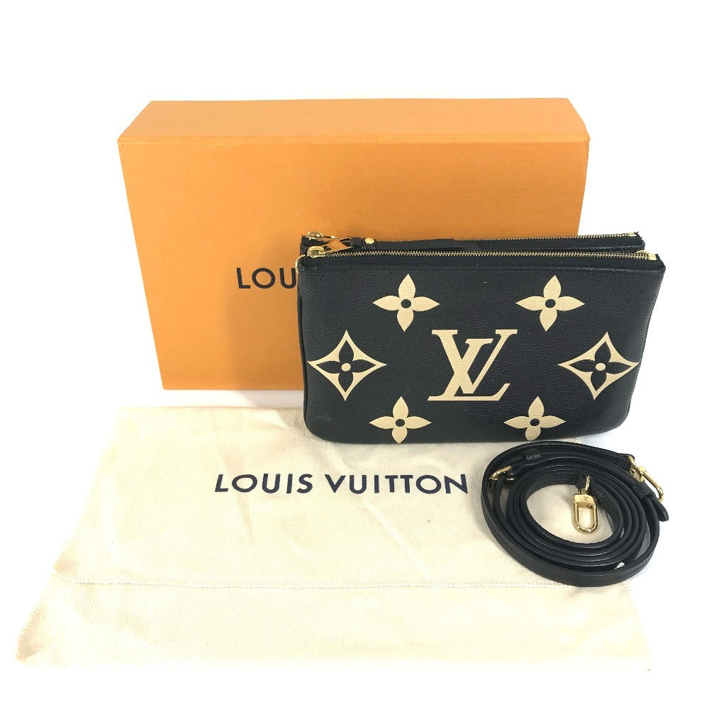 LOUIS VUITTON M80787 Two-Tone Monogram Empreinte Pochette Double Zip Bag, Crossbody Pouch, Clutch Bag, Shoulder Bag, Monogram Empreinte Leather, Unisex, Noir Black