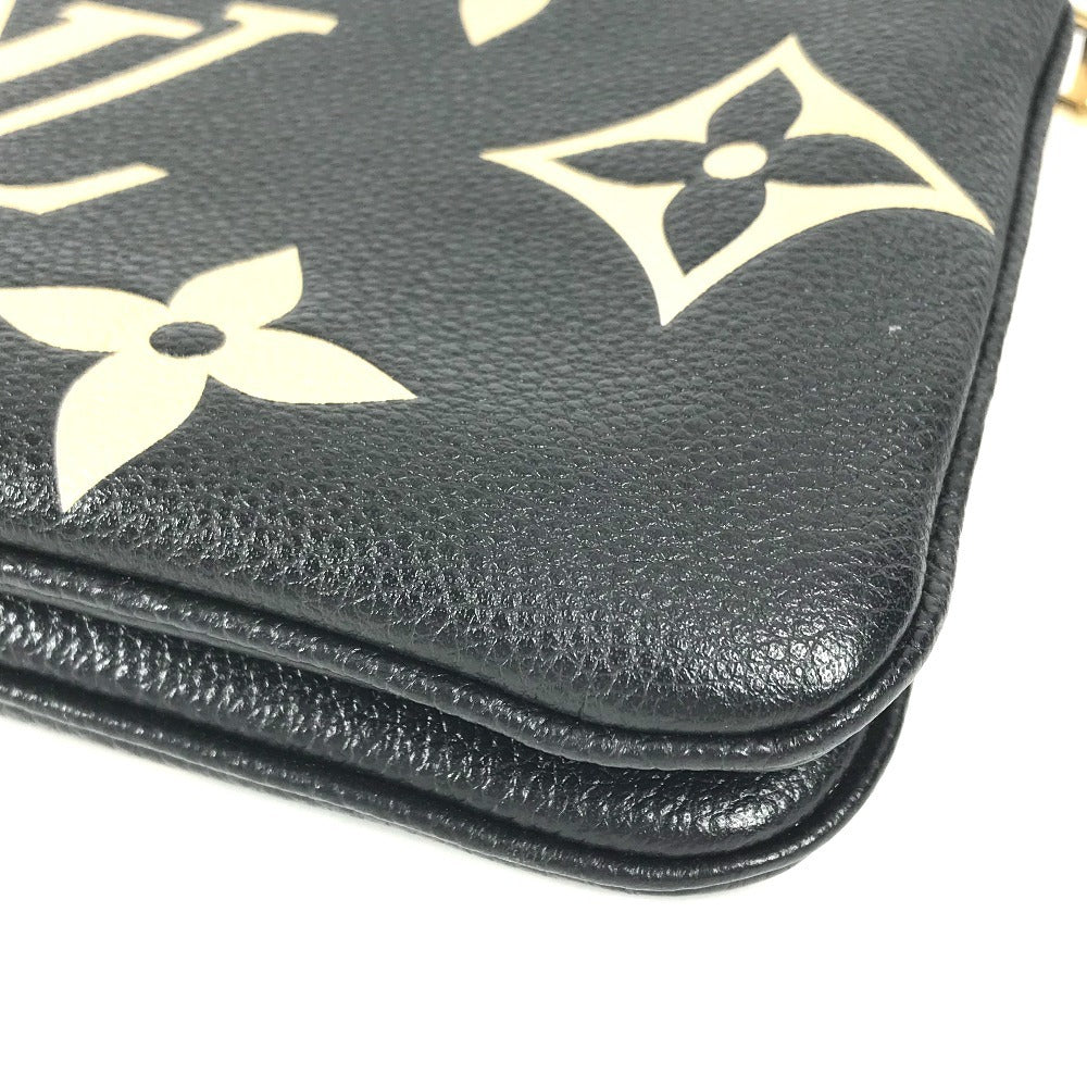 LOUIS VUITTON M80787 Two-Tone Monogram Empreinte Pochette Double Zip Bag, Crossbody Pouch, Clutch Bag, Shoulder Bag, Monogram Empreinte Leather, Unisex, Noir Black