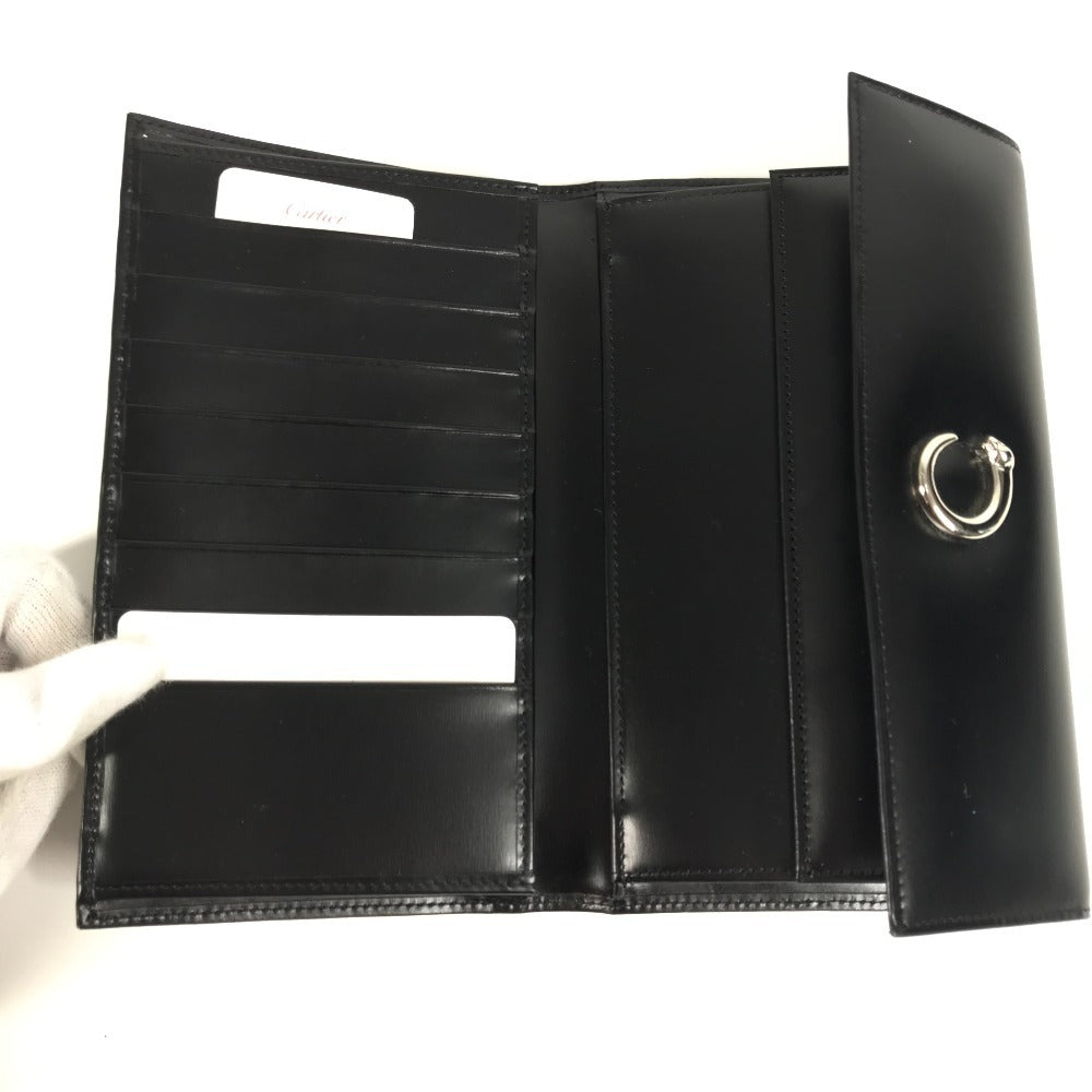 CARTIER Panthère Bifold Long Wallet, Leather, Unisex, Black