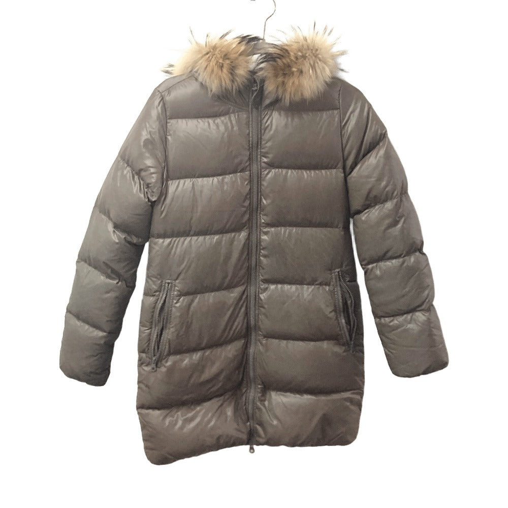 DUVETICA d 037 00 U Hooded Down Jacket with Fur, Long Sleeves, Nylon, Women's, Brown