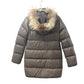 DUVETICA d 037 00 U Hooded Down Jacket with Fur, Long Sleeves, Nylon, Women's, Brown
