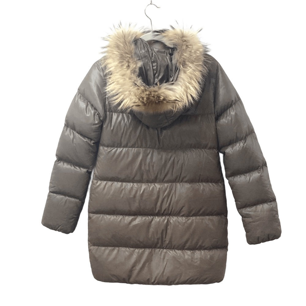 DUVETICA d 037 00 U Hooded Down Jacket with Fur, Long Sleeves, Nylon, Women's, Brown