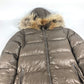 DUVETICA d 037 00 U Hooded Down Jacket with Fur, Long Sleeves, Nylon, Women's, Brown