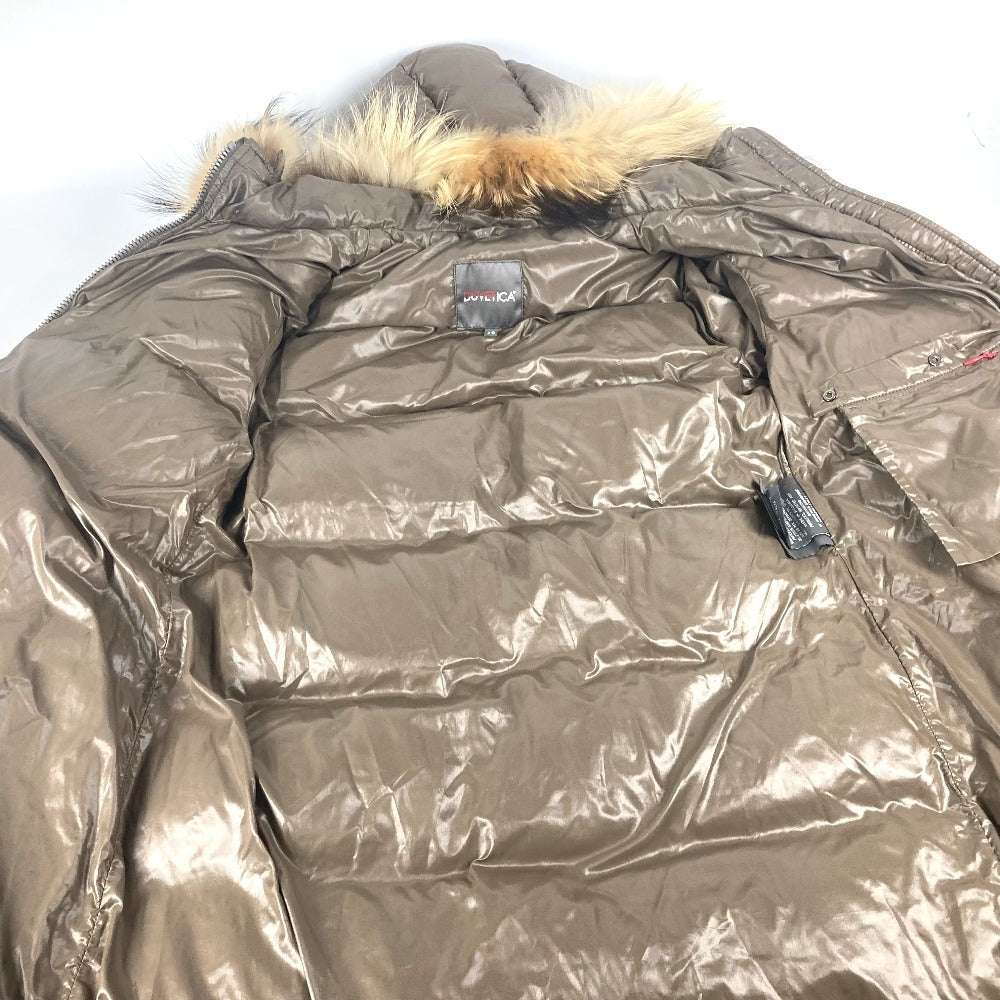 DUVETICA d 037 00 U Hooded Down Jacket with Fur, Long Sleeves, Nylon, Women's, Brown