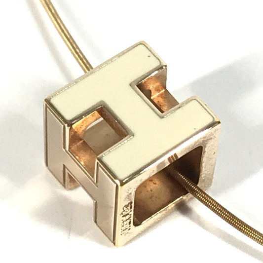 HERMES アクセサリー カージュドアッシュ Hキューブ Hロゴ ネックレス メタル レディース ホワイト