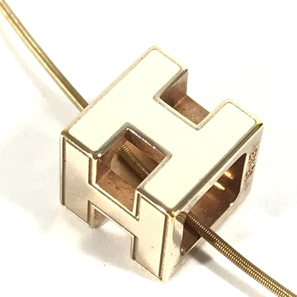 HERMES アクセサリー カージュドアッシュ Hキューブ Hロゴ ネックレス メタル レディース ホワイト