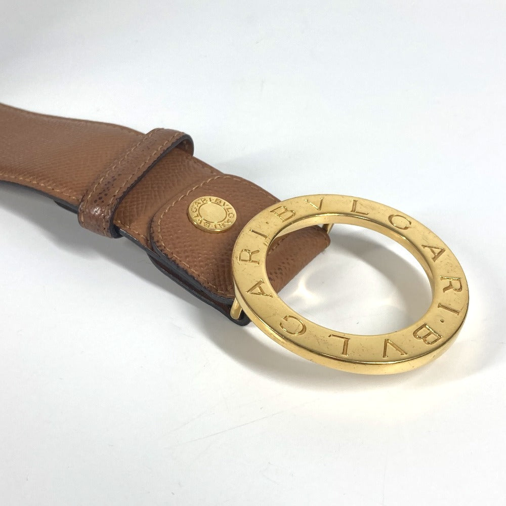 BVLGARI Bvlgari Bvlgari Logo Buckle Accessory Pants Belt Leather Men's Beige