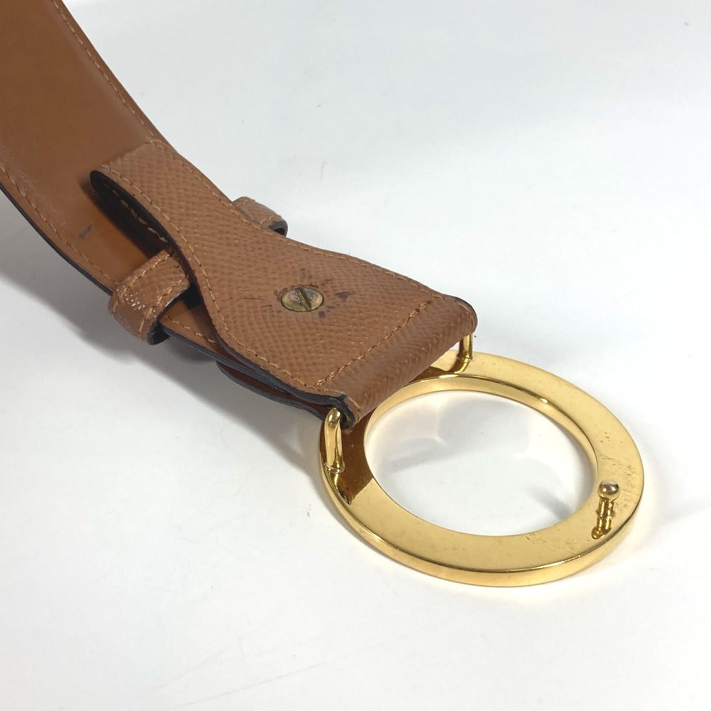 BVLGARI Bvlgari Bvlgari Logo Buckle Accessory Pants Belt Leather Men's Beige