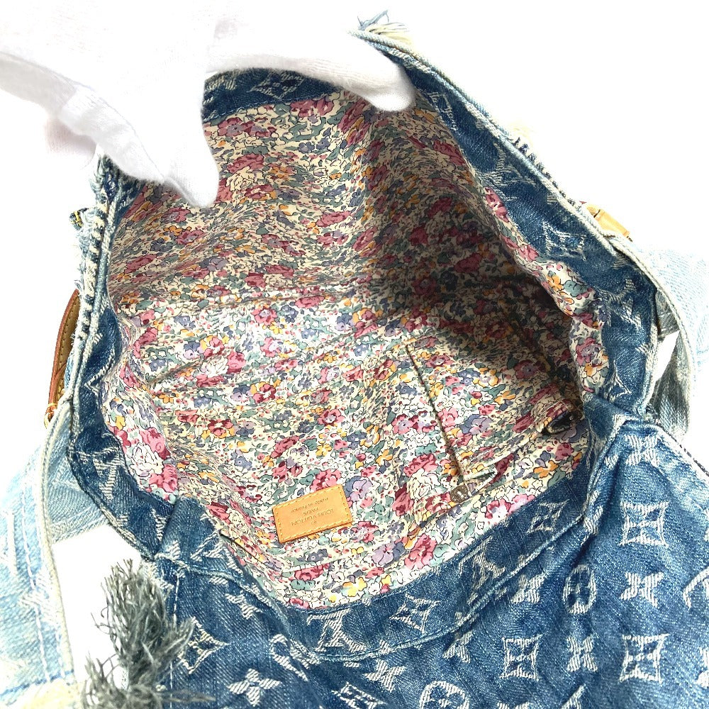 LOUIS VUITTON M95374 Monogram Denim Patchwork Posty Bag, Flap Crossbody Messenger Bag, Shoulder Bag, Monogram Denim Canvas, Unisex, Blue