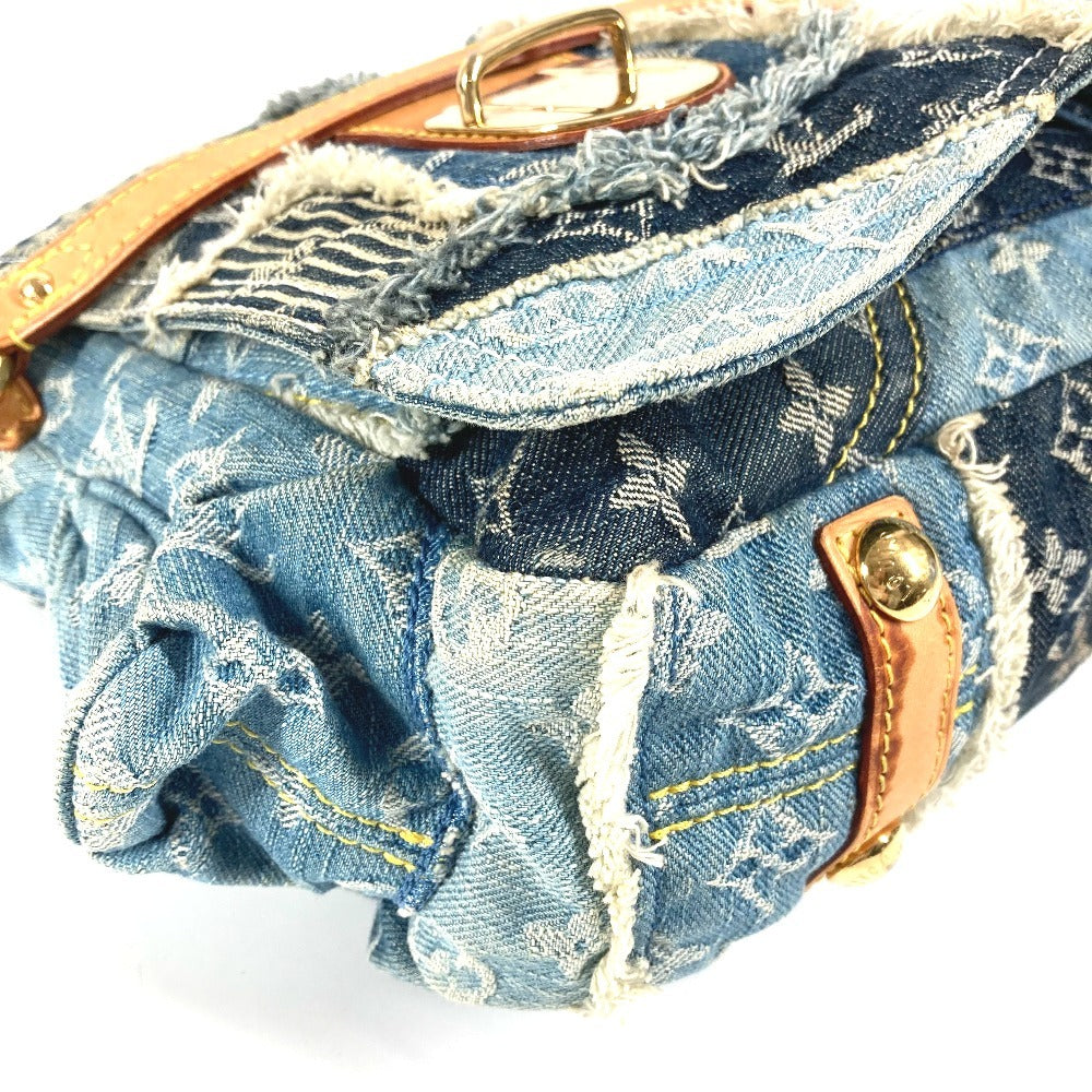 LOUIS VUITTON M95374 Monogram Denim Patchwork Posty Bag, Flap Crossbody Messenger Bag, Shoulder Bag, Monogram Denim Canvas, Unisex, Blue