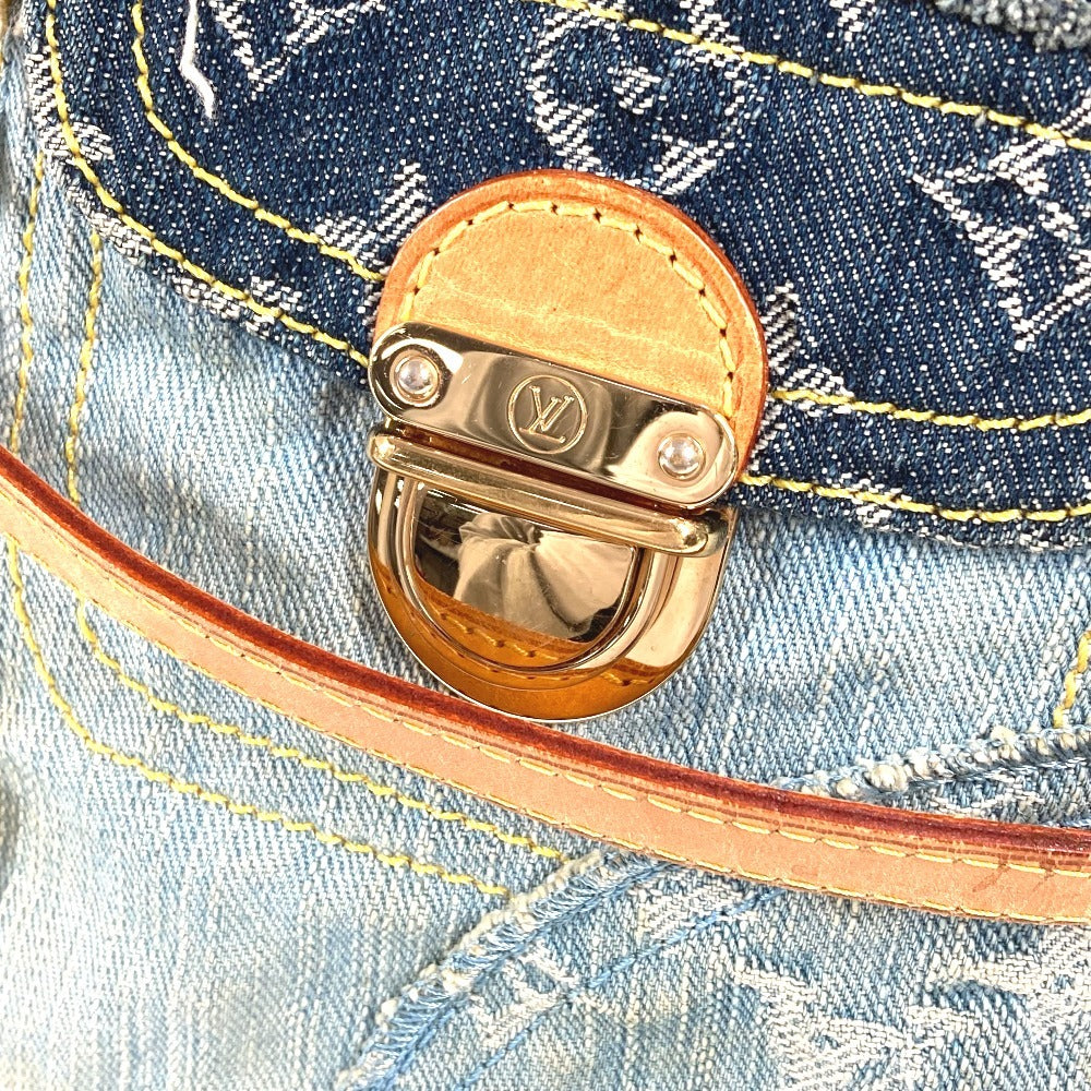 LOUIS VUITTON M95374 Monogram Denim Patchwork Posty Bag, Flap Crossbody Messenger Bag, Shoulder Bag, Monogram Denim Canvas, Unisex, Blue