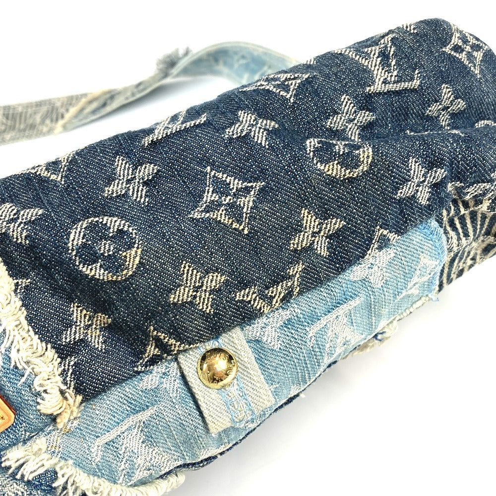 LOUIS VUITTON M95374 Monogram Denim Patchwork Posty Bag, Flap Crossbody Messenger Bag, Shoulder Bag, Monogram Denim Canvas, Unisex, Blue