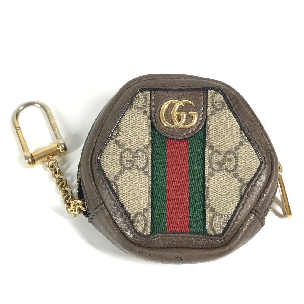 GUCCI 645123 GG Sherry Line Ophidia Keychain Wallet/Coin Purse in GG Supreme Canvas, Unisex, Beige
